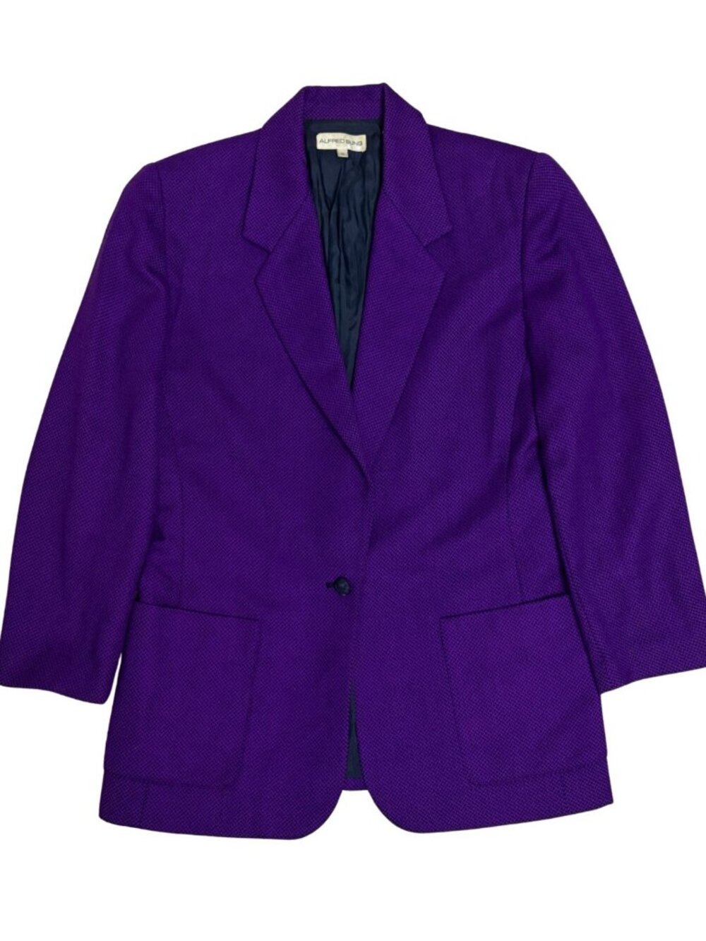 ALFRED SUNG Blazer Vintage PURE WOOL Retro Purple Sport Coat Jacket Womens 10